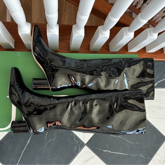 J. Crew Knee High, Round-toe Black Patent Leather Boots, Sz 8.5, NWT! - Picture 3 of 10